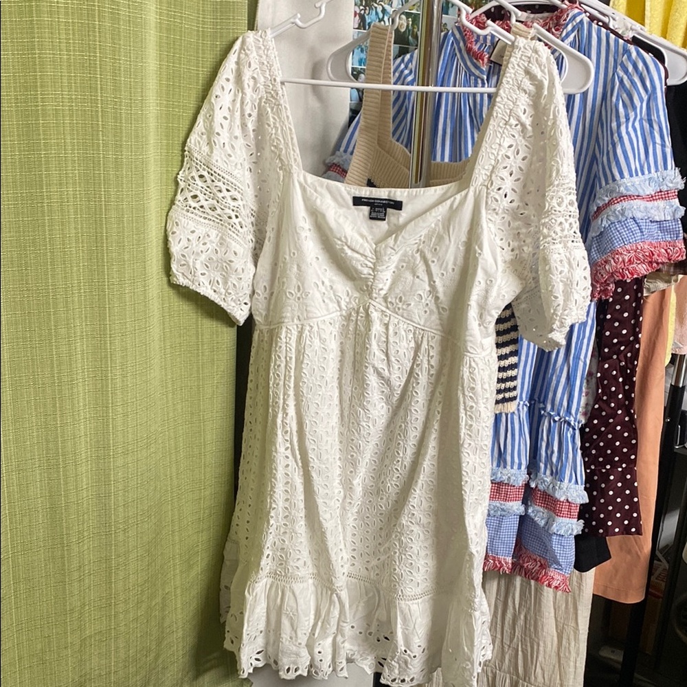French Connection Cream Puff Sleeve Ruffled Blouse